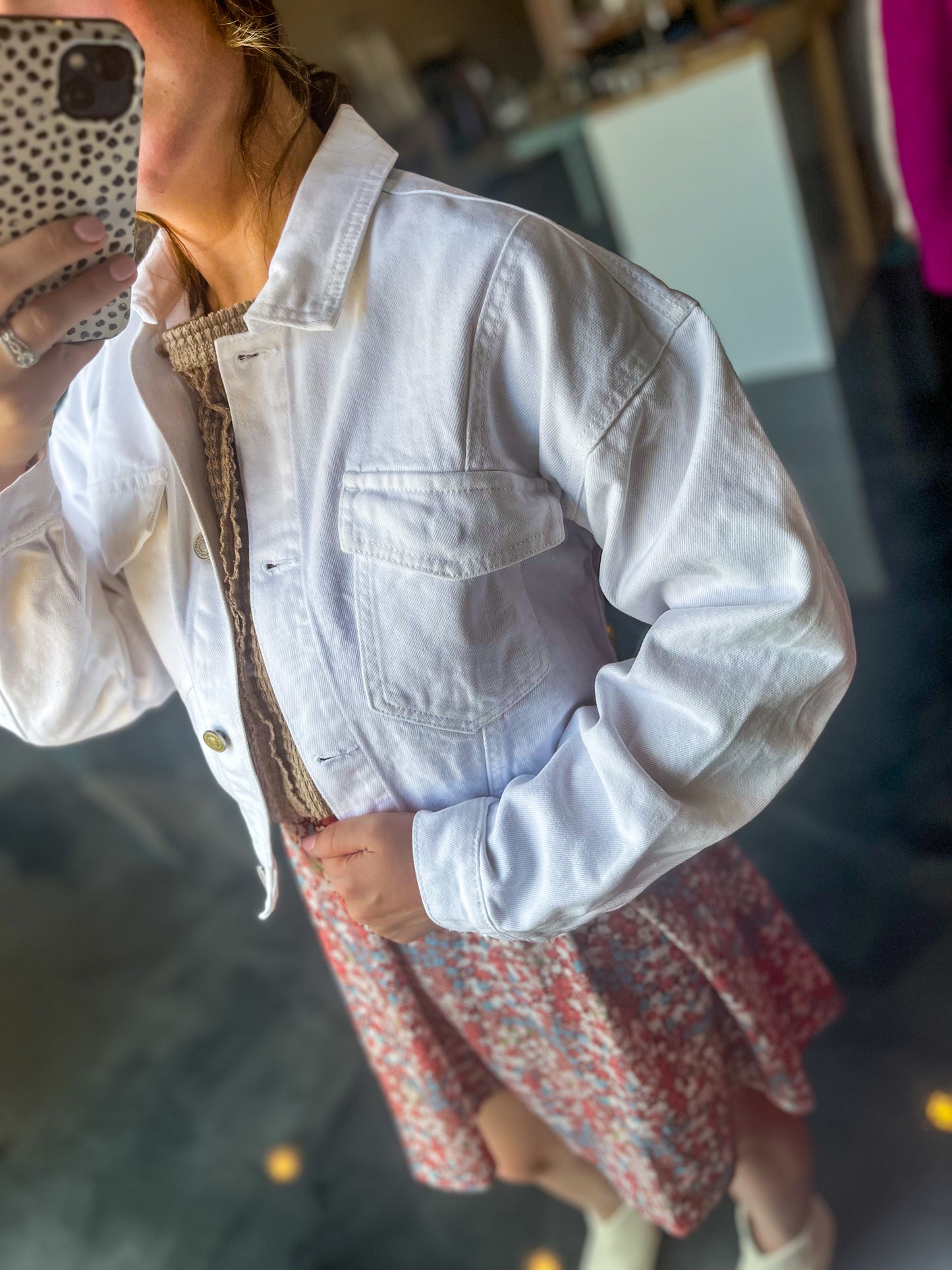 Kancan Cropped Drop Shoulder Denim Jacket