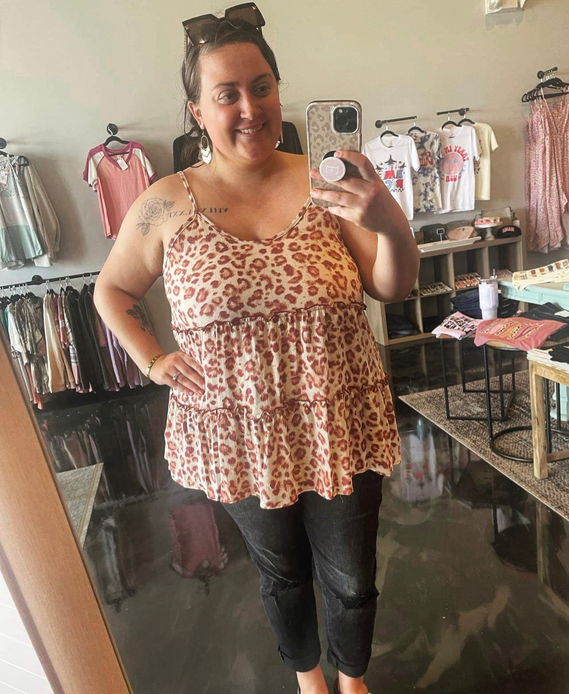 Animal Print Ruffle Tank