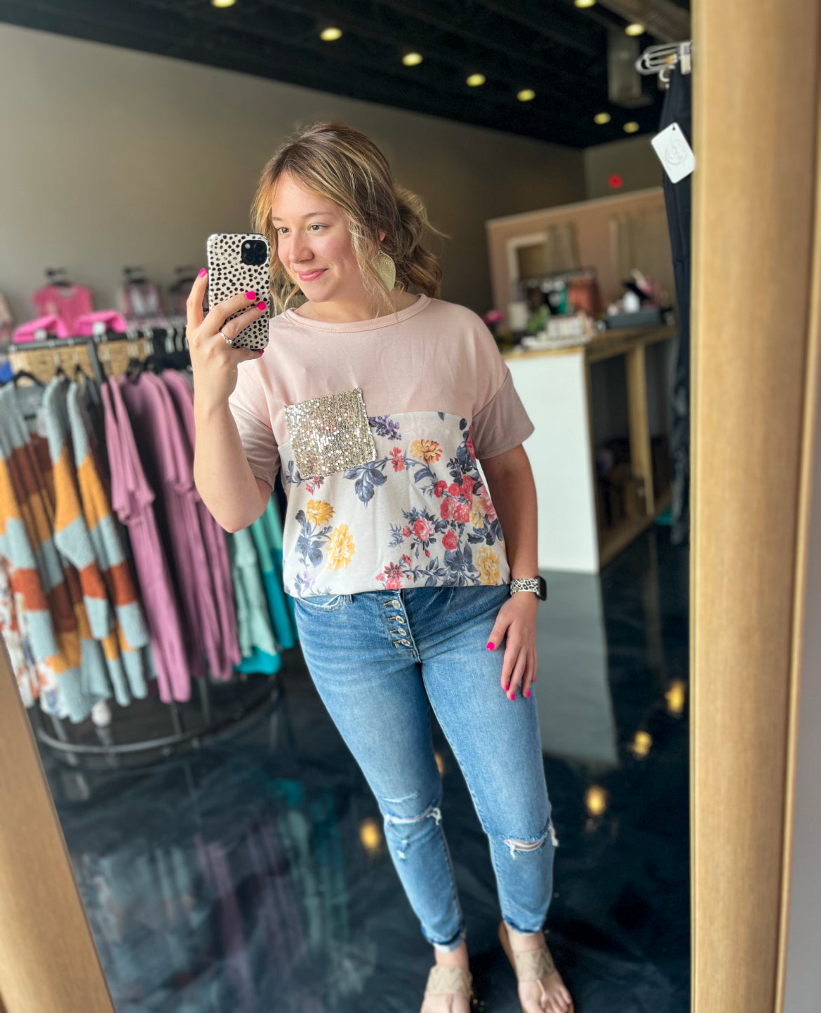 Floral Sequin Top
