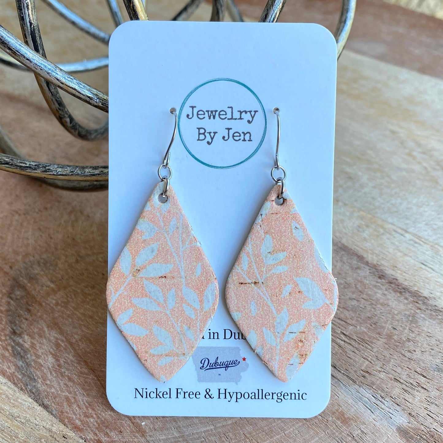 Peach Willow Cork Earrings