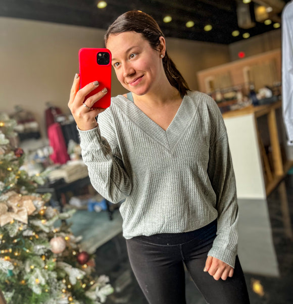 Heather Grey Waffle Knit Top