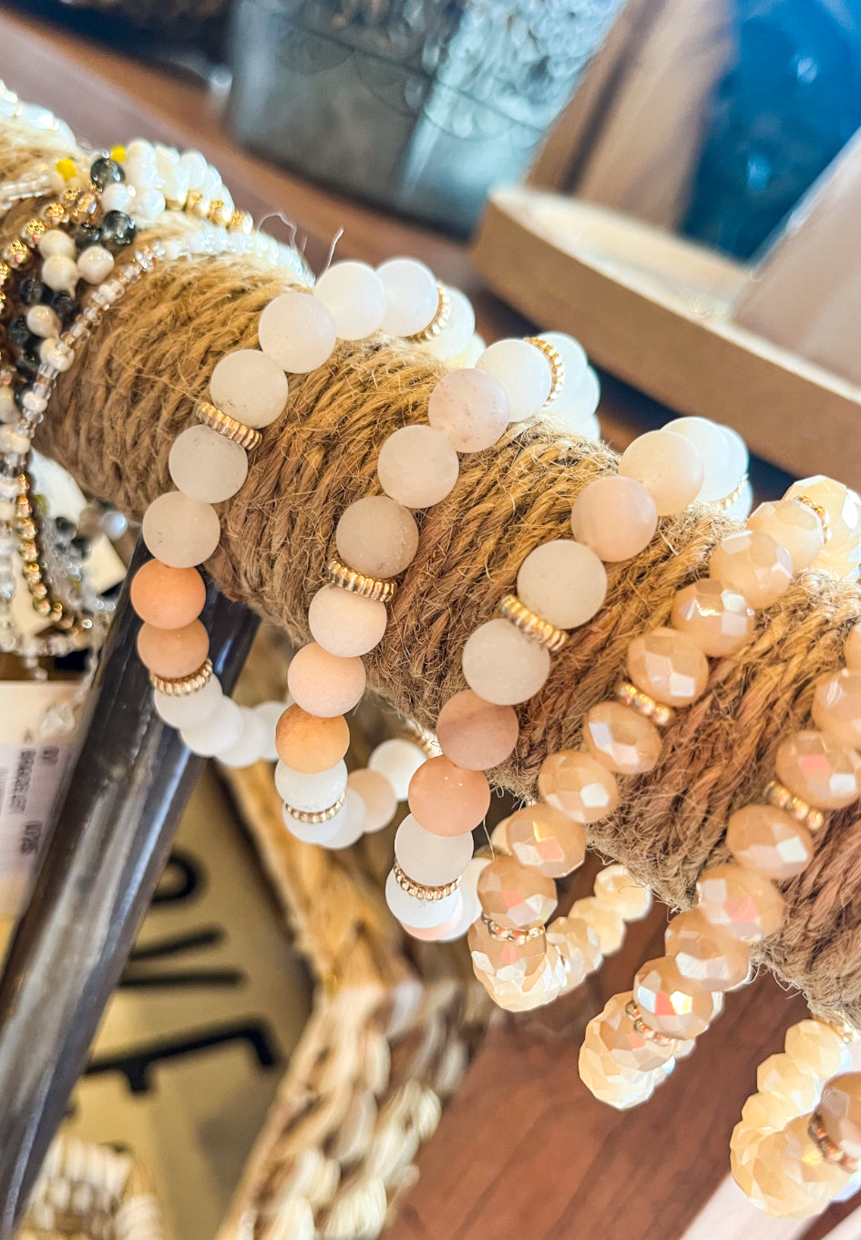 Peach Beaded Bracelet