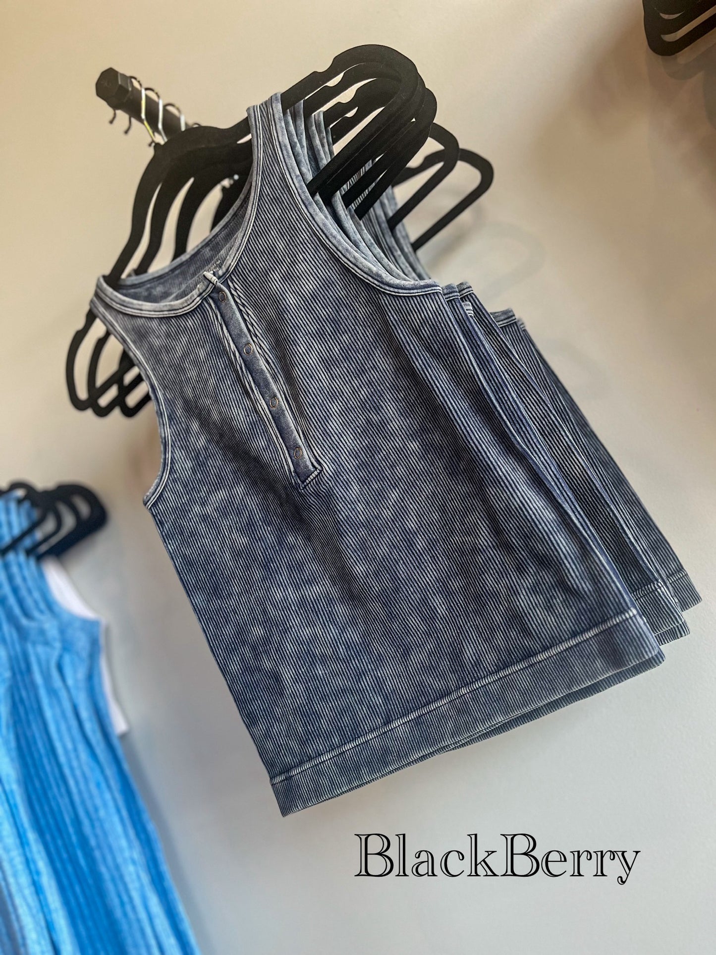 Mineral Washed Button-up Tank