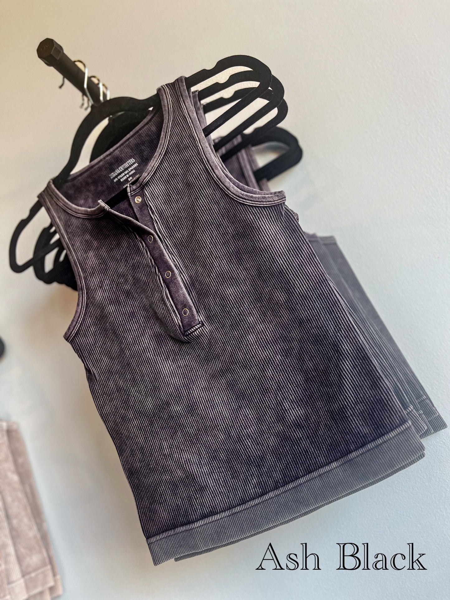 Mineral Washed Button-up Tank