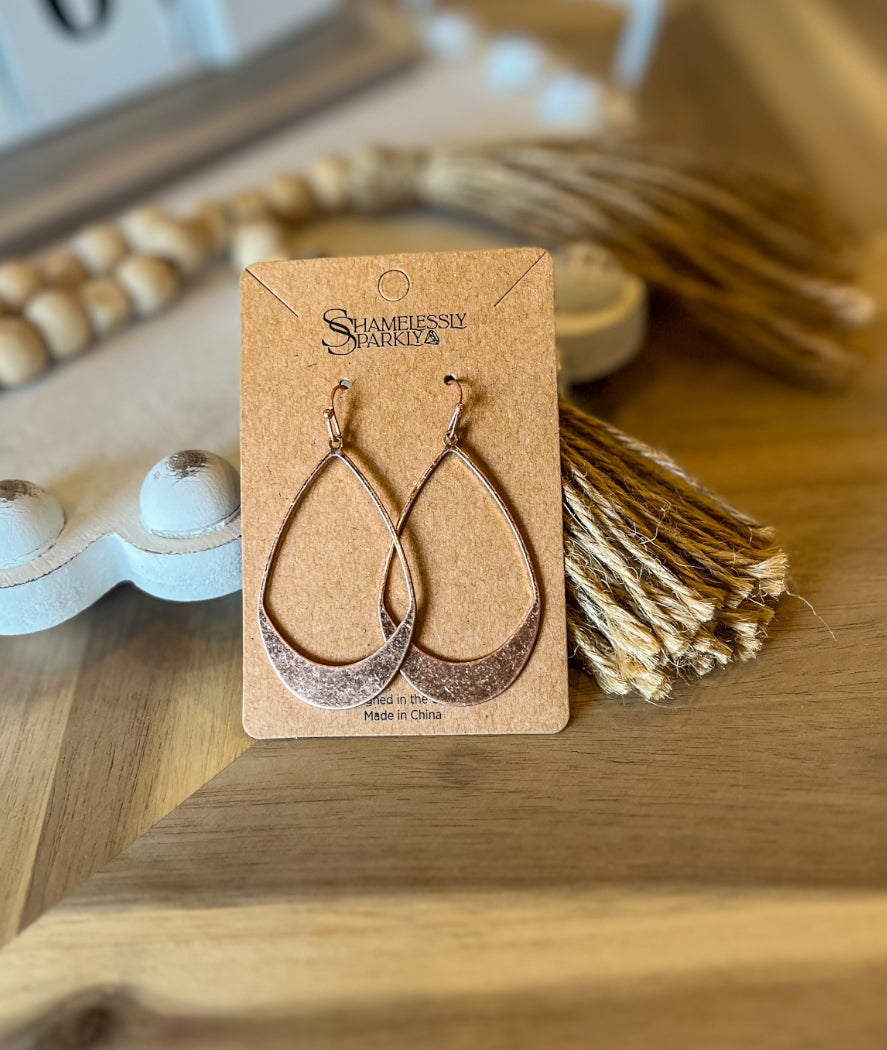 Rose Gold Metal Teardrop Earrings