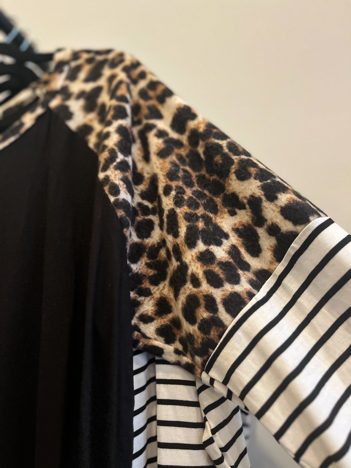 Striped Sleeve Leopard Top