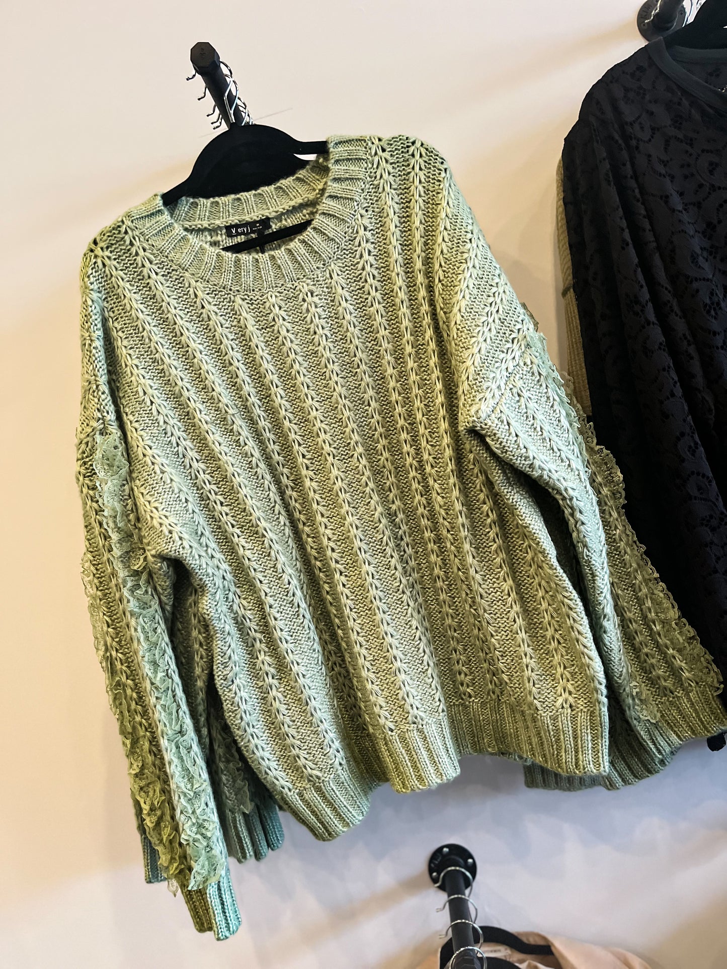Lace Trim Knit Sweater