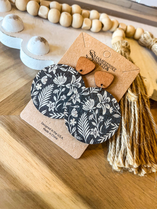 Floral Wood Earrings