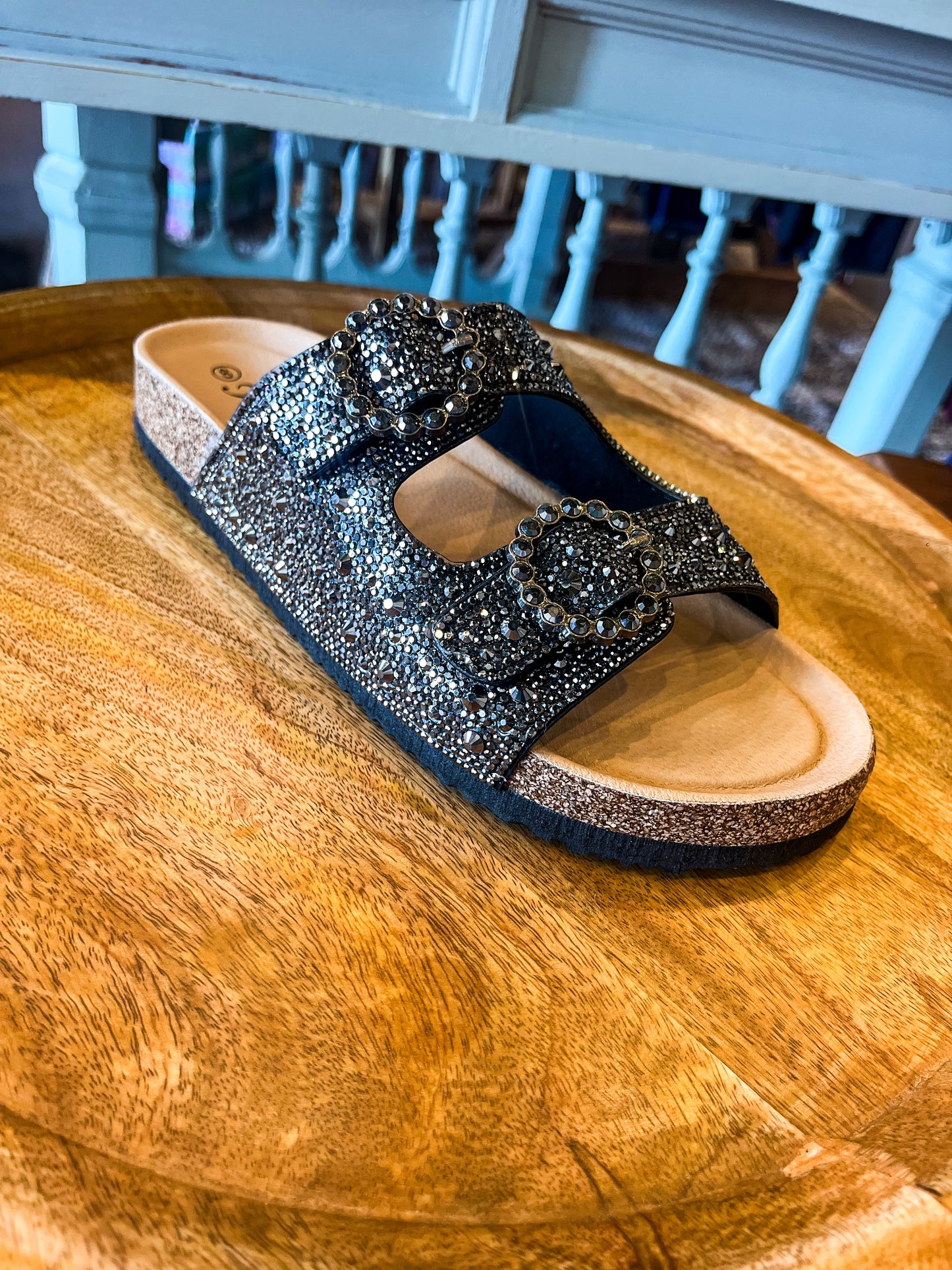 Rhinestone Flatbed Sandals