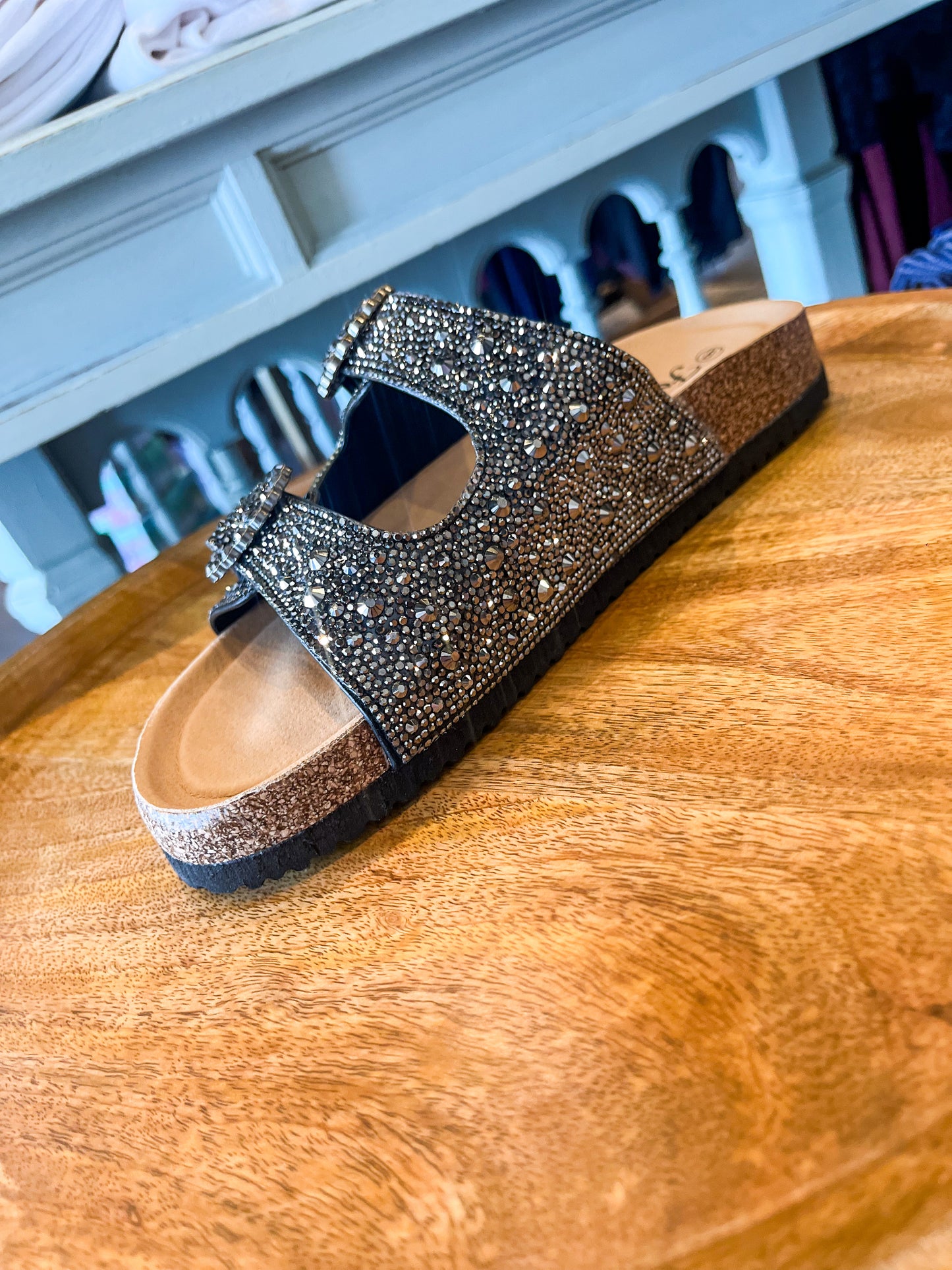 Rhinestone Flatbed Sandals