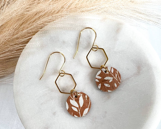 Floral Leather Dangle Earrings