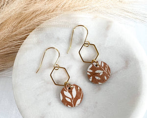 Fall Floral Leather Dangle Earrings